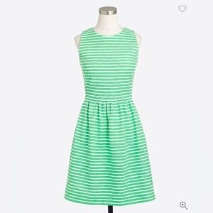 J.Crew Factory Green/white Striped pleated ponte dress with zip back - Size S